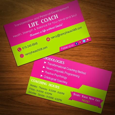 life coach business card